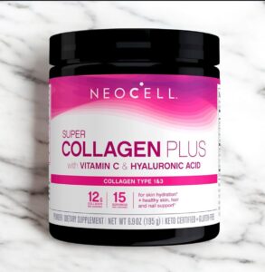 NeoCell Super Collagen Plus With Vitamin C and Hyaluronic Acid, For Skin Hydration and Healthy Skin, Hair and Nails Support, Unflavored, Collagen Powder, 6.9 oz., 1 Canister