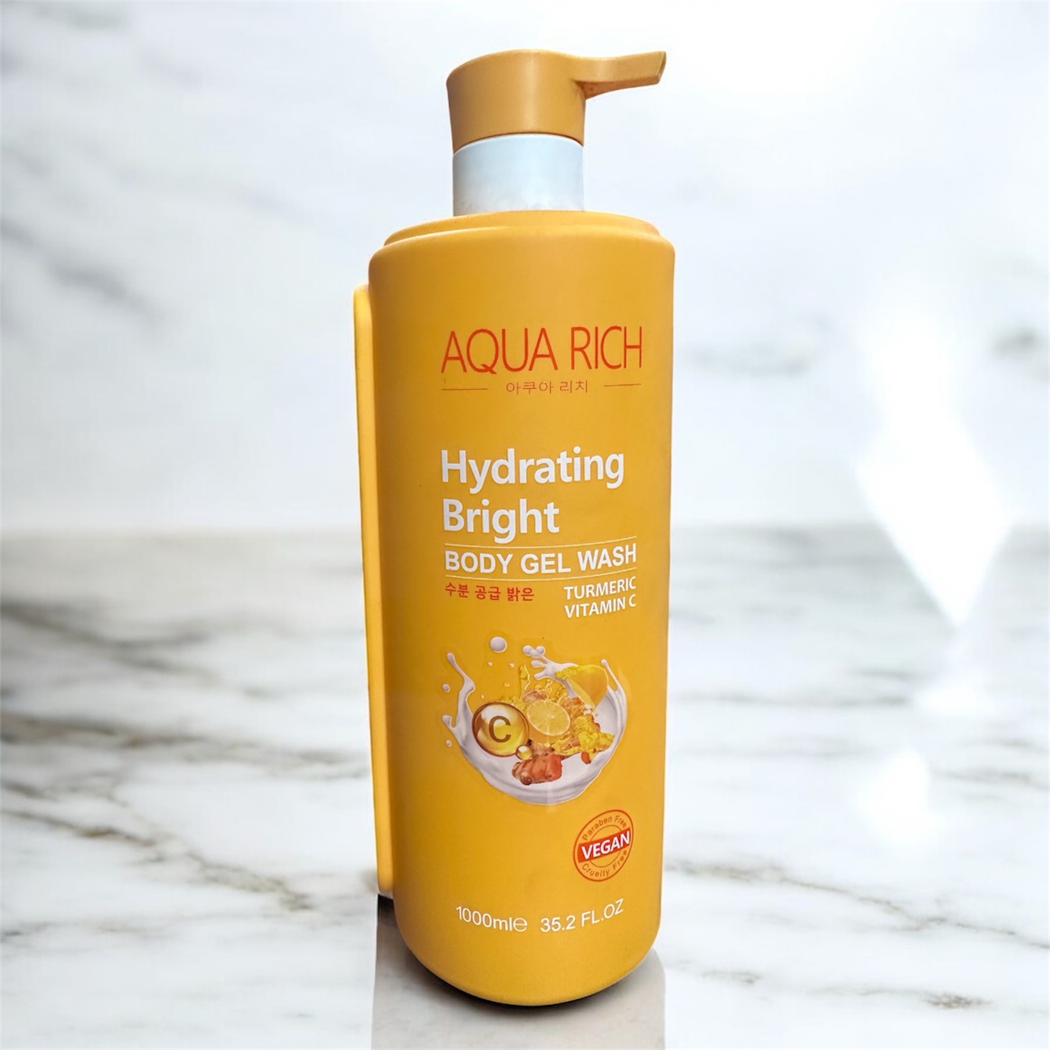Aqua Rich Hydrating Bright Body Gel Wash With Turmeric And Vitamin C 1000ml