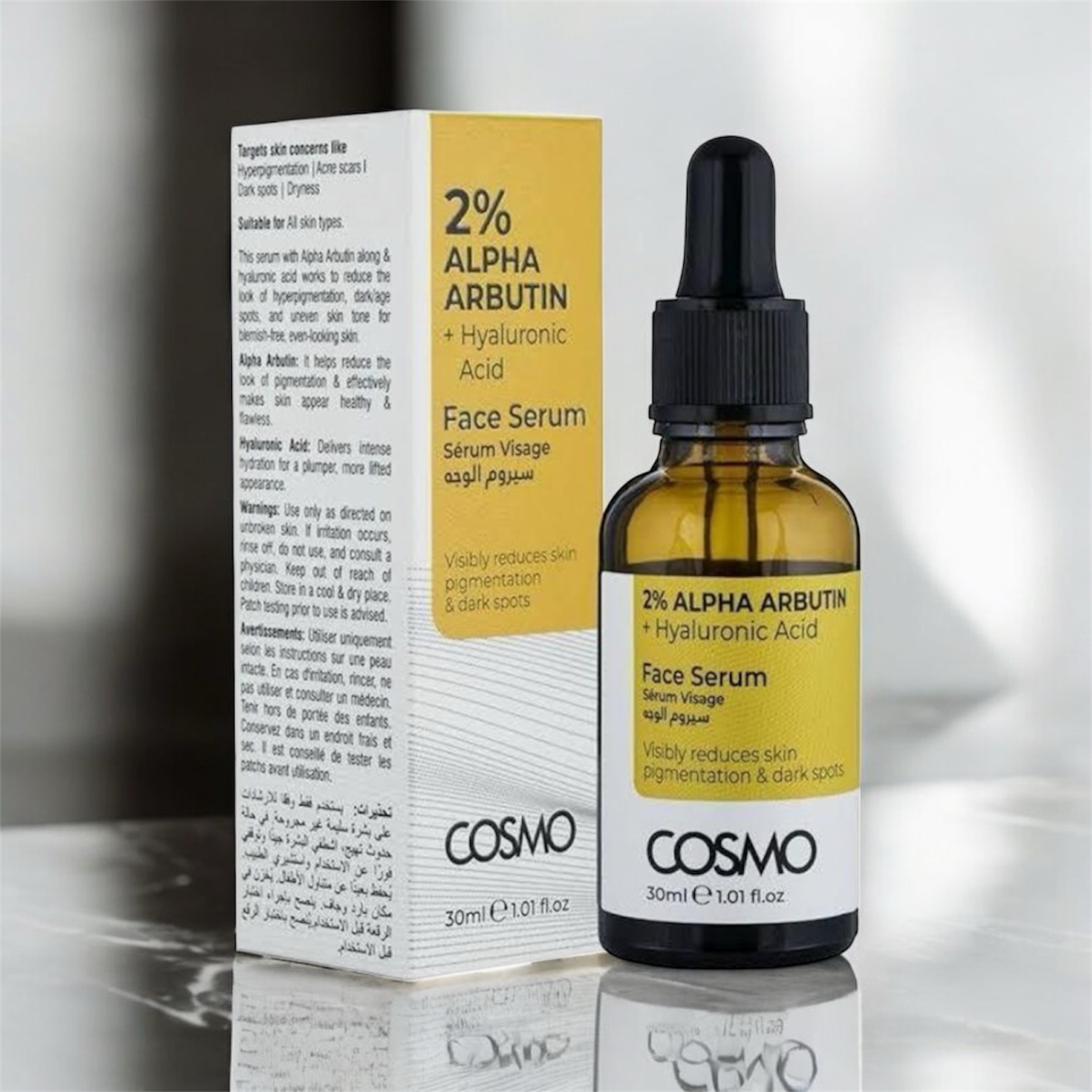 Cosmo 2% Alpha Arbutin + Hyaluronic Acid Face Serum