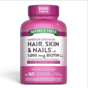 Nature's Truth Hair, Skin & Nails Vitamin | 5000 mcg Biotin | 165 Softgels