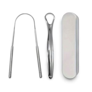 Tongue scraper iron box set,U-Shaped Stainless Steel Tongue Scraper