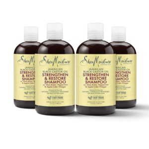 SheaMoisture Jamaican Black Castor Oil Strengthen & Restore Shampoo, Shea Butter, Peppermint & Apple Cider Vinegar, Sulfate Free