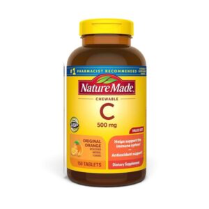 Nature Made Chewable Vitamin C 500 mg, Dietary Vitamin C Supplement for Immune Support, 150 Tablets,